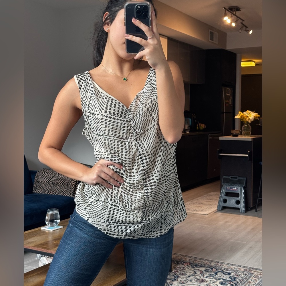 Black and White Sleeveless Top